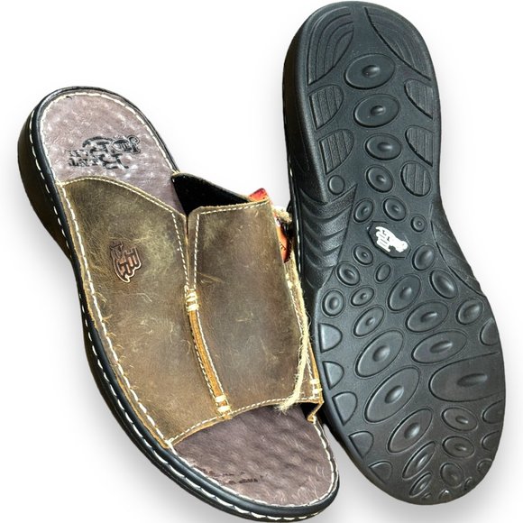 NWT Dark Brown Bent Rail Men\'s Slide Justin Boots Casual sandal main image 5